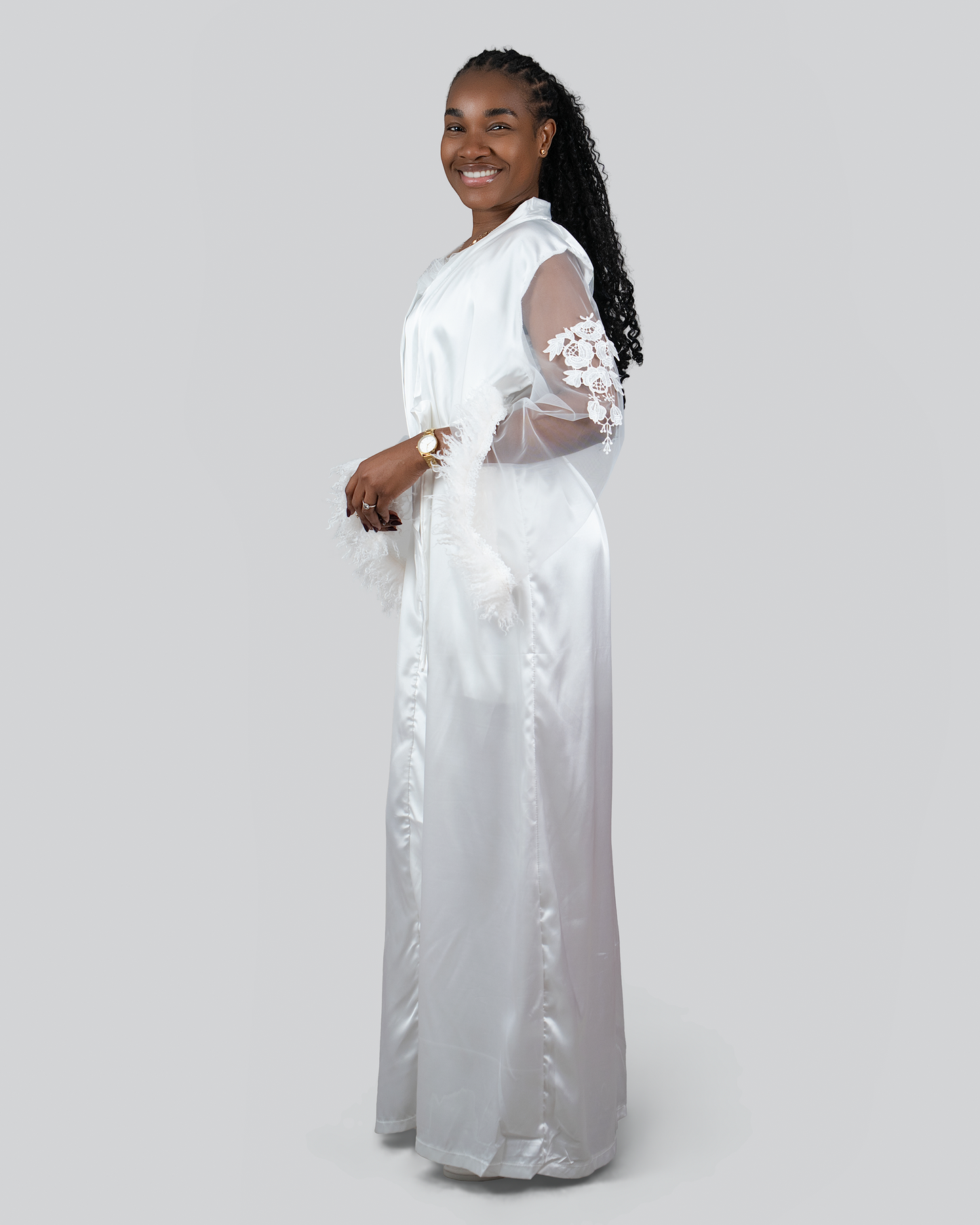 腰部饰带亚麻面料长连身裤 (JS-924)