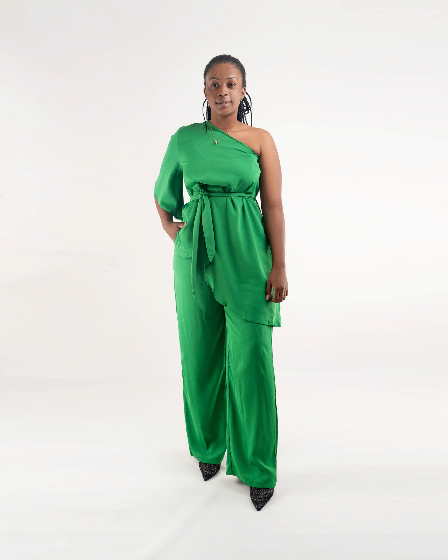 Fato de Pantalona com Blusa de um Braço (TZ-2867 )