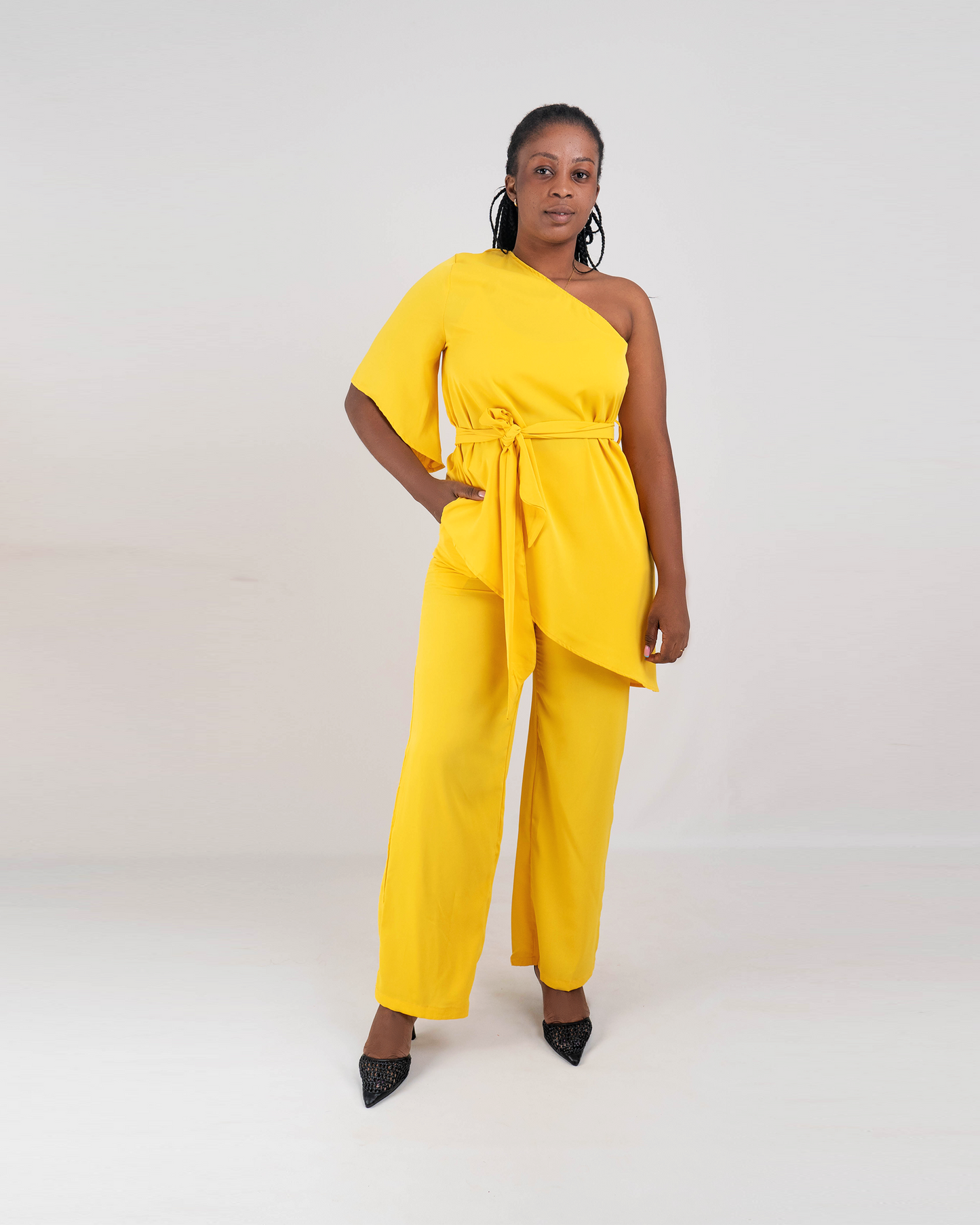 Fato de Pantalona com Blusa de um Braço (TZ-2867 )