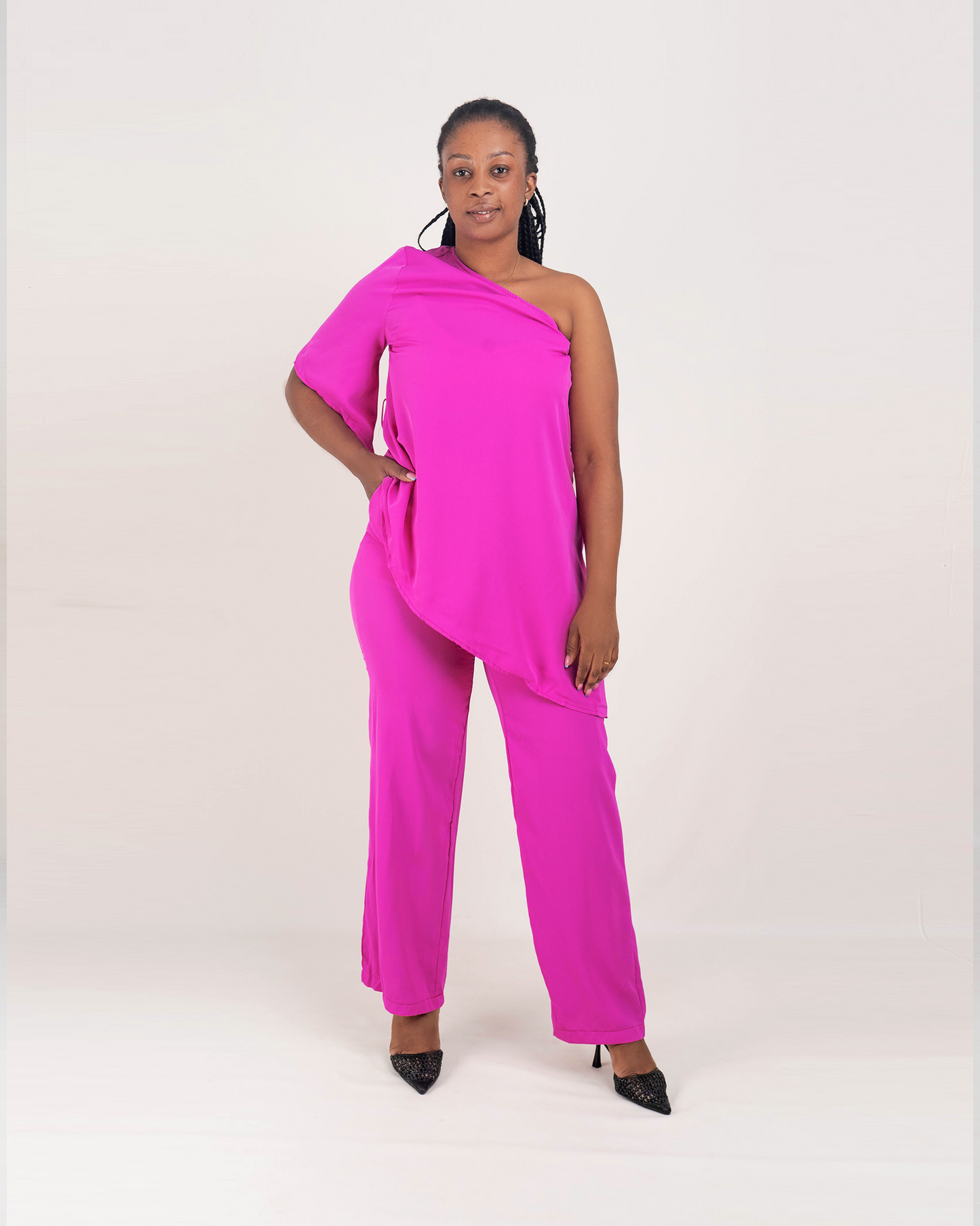 Fato de Pantalona com Blusa de um Braço (TZ-2867 )