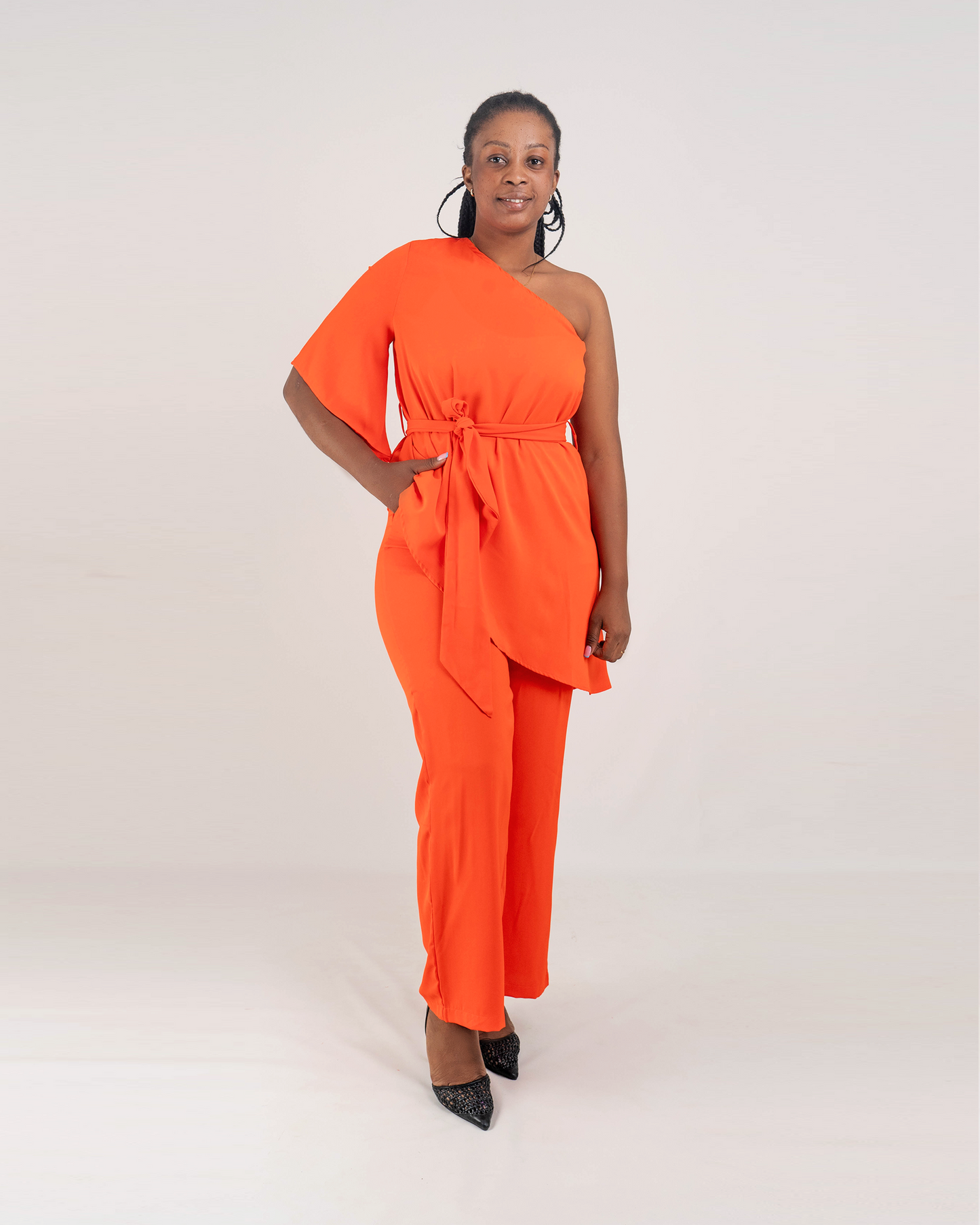 Fato de Pantalona com Blusa de um Braço (TZ-2867 )