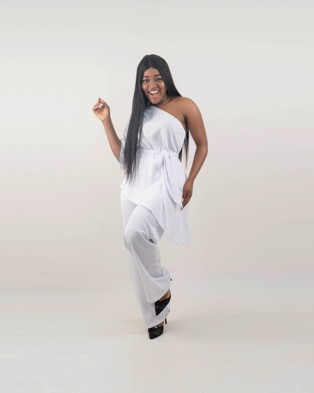 Fato de Pantalona com Blusa de um Braço (TZ-2867 )