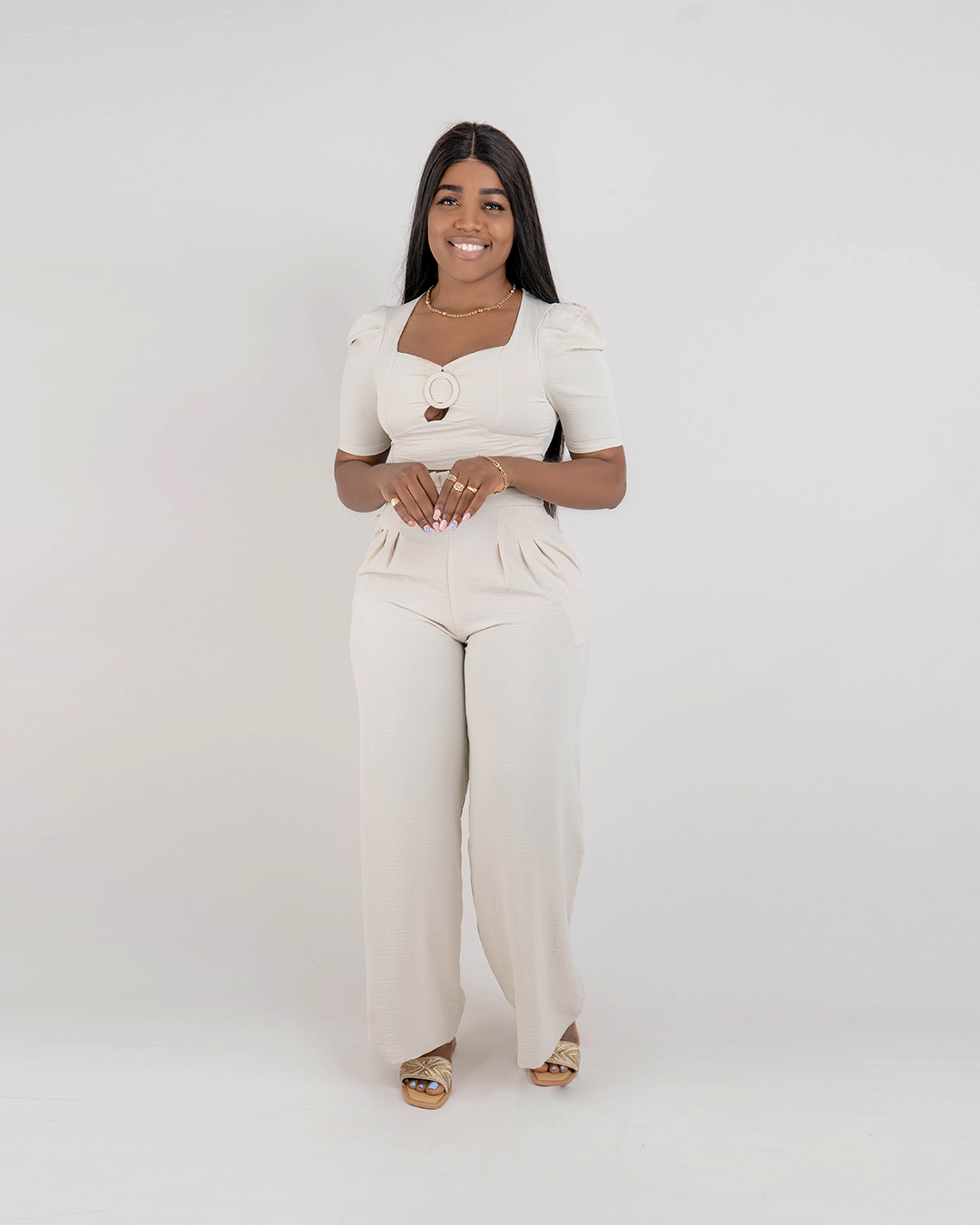 Fato de Pantalona com Blusa Curta de Mangas Curta (TZ-2882)